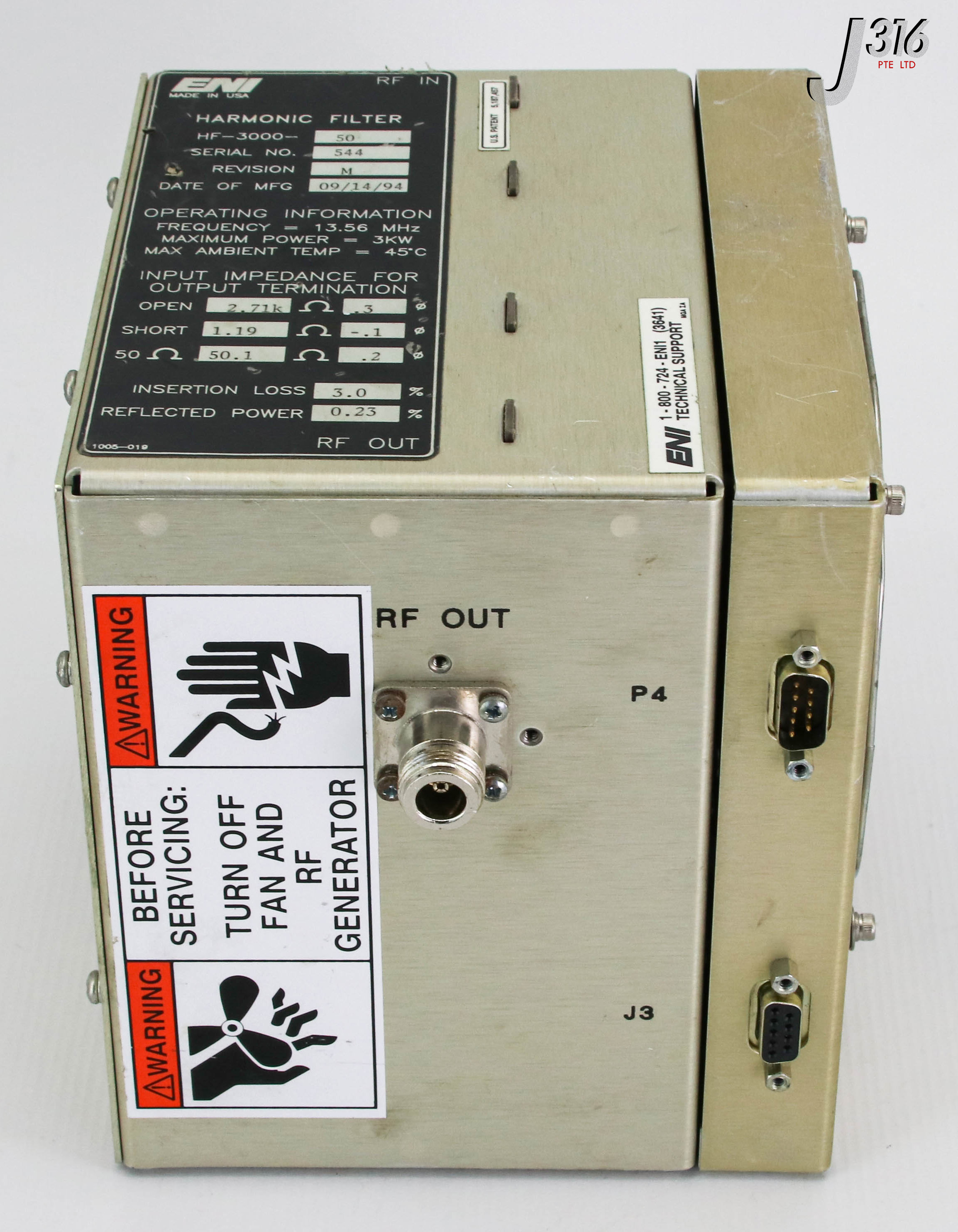 15860 ENI HARMONIC FILTER, 3 KW, 13.56 MHZ HF-3000-50 | eBay